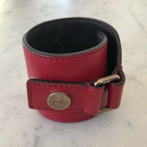 YSL Red Leather Cuff Bracelet ❤️